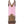 Load image into Gallery viewer, back view of kids cowgirl boot with distressed brown vamp and pink shaft with white and brown stitching
