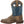 Load image into Gallery viewer, left side view of little kids cowboy boot with distressed brown vamp and slate blue shaft with white and brown stitching
