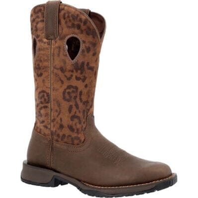 Rocky Women's - 12" Rosemary Leopard Pull - On Western Boot - Square Toe WOMENS BOOT WESTERNSQUARE TOEROCKY SHOES & BOOTS INC
