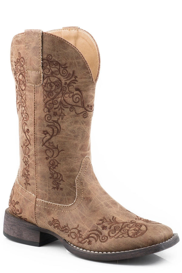 Roper Women's - 11" Riley Scroll Embroidered Western Boot - Square Toe WOMENS BOOT WESTERNSQUARE TOEROPER APPAREL & FOOTWEAR