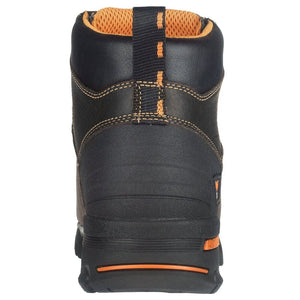 Men's Black workboot with orange accents and orange accents