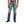 Load image into Gallery viewer, front view of person wearing medium wash distressed denim jeans with brown belt and boots
