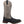 Load image into Gallery viewer, side of cowboy boot with distressed brown shaft and black vamp. white and black embroidery 
