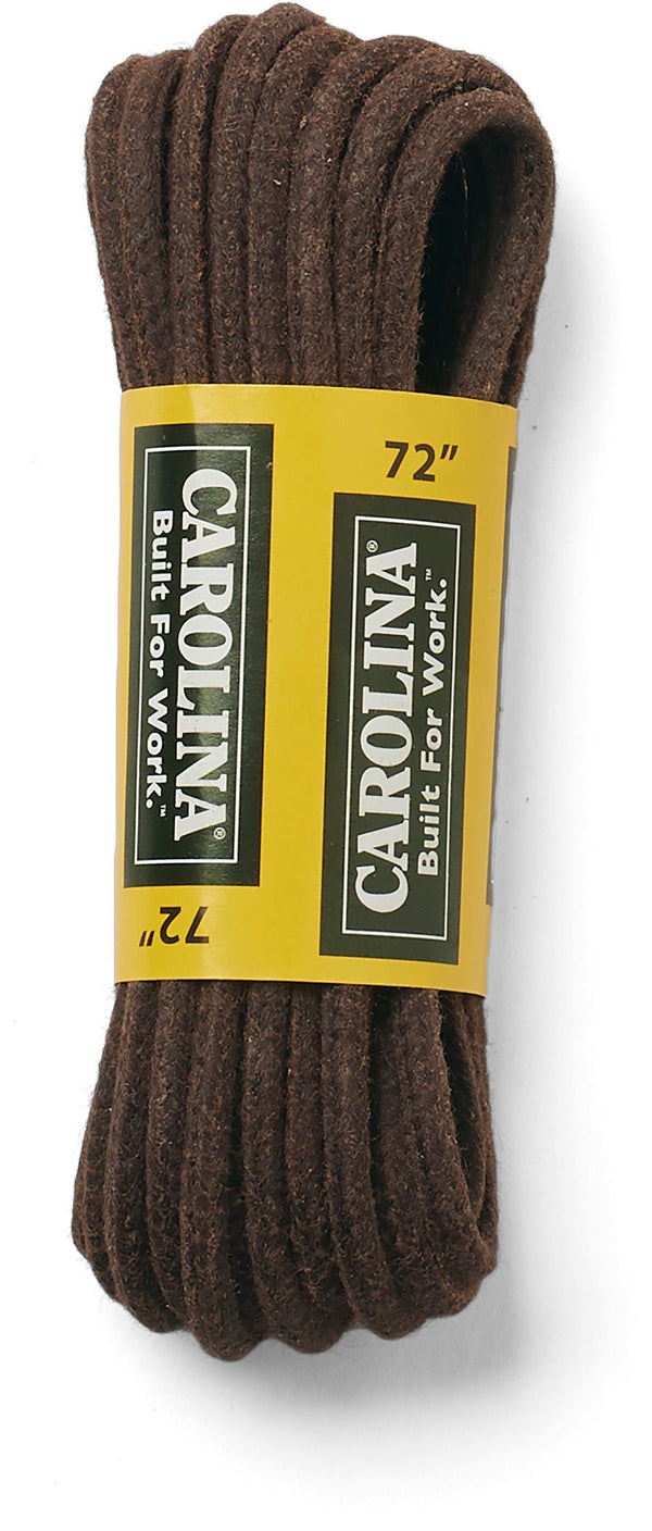 brown 72 inch boot laces wrapped with Carolina logo label