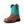 Load image into Gallery viewer, angled view of mid-rise kids cowgirl boot with turquoise shaft and brown foot a decorative stitching
