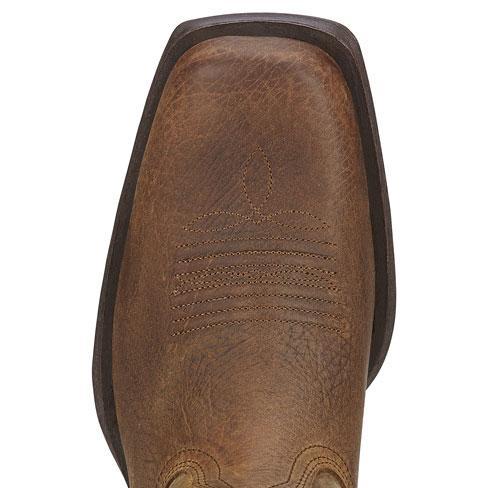 square toe on a brown cowboy boot
