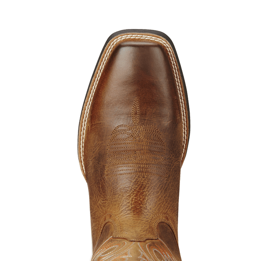square toe on brown cowboy boot