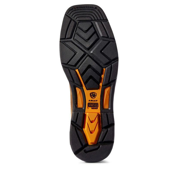 black and orange sole of cowboy boot