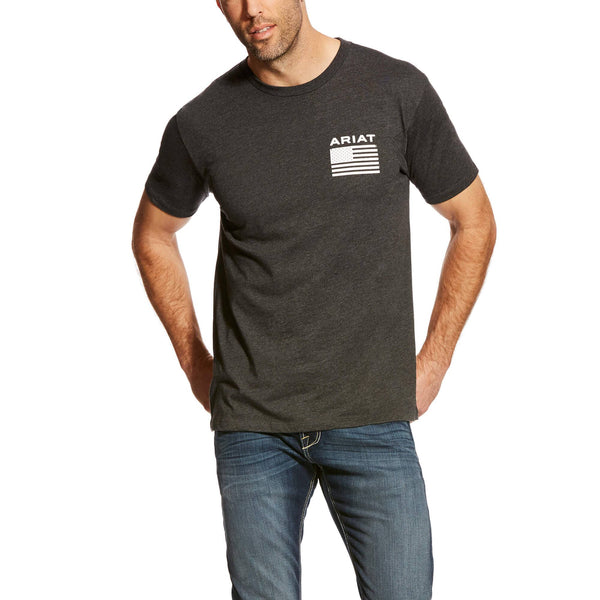 Ariat Men's Freedom Flag Short Sleeve T-Shirt - Grey ME.AP.SHIRT T - SHIRTARIAT INTERNATIONAL INC