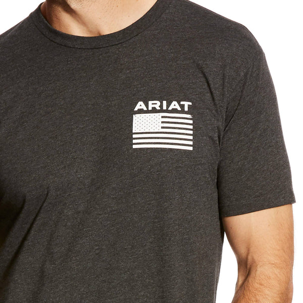 Ariat Men's Freedom Flag Short Sleeve T-Shirt - Grey ME.AP.SHIRT T - SHIRTARIAT INTERNATIONAL INC