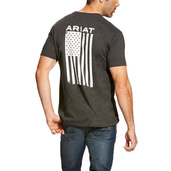 Ariat Men's Freedom Flag Short Sleeve T-Shirt - Grey ME.AP.SHIRT T - SHIRTARIAT INTERNATIONAL INC
