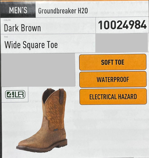 Ariat Men's - Groundbreaker 10" H20 - Soft Toe MENS BOOTWATRPROOFNON-SAFETYARIAT INTERNATIOINAL INC
