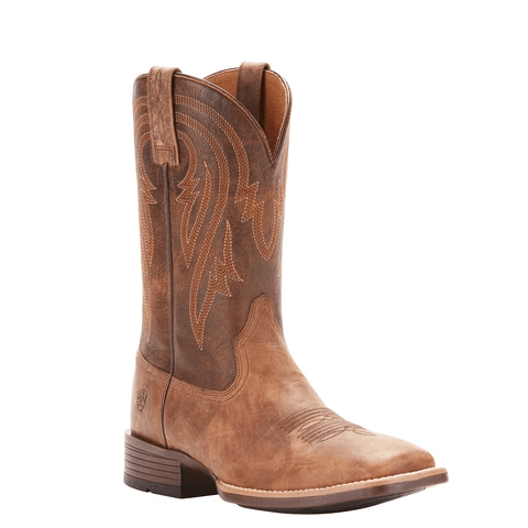 high top light brown cowboy boot with brown embroidery 