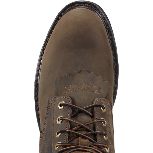 round toe on brown work boot