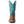 Load image into Gallery viewer, back view of cowboy boot with turquoise shaft and net inlays with white embroidery and a brown vamp 
