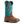 Load image into Gallery viewer, cowboy boot with turquoise shaft and net inlays with white embroidery and a brown vamp 
