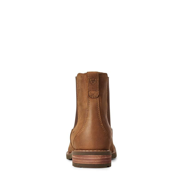 back view of slip on brown boot