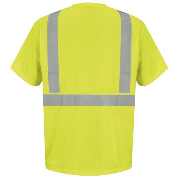 back of yellow and silver reflective safety shirt