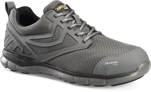 grey mesh and microfiber athletic work shoe with grey laces