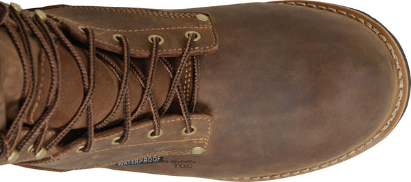 round toe on brown work boot