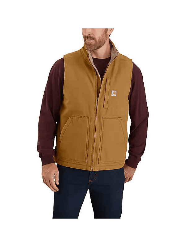 V33 104277-BRN Carhartt Men's Loose Fit Mock Neck Sherpa-lined