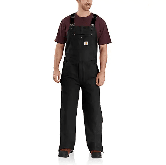 Carhartt Men's - Quilt-Lined Washed Duck - Black Bib Overalls