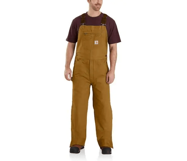 Carhartt Men's - Quilt - Lined Washed Duck - Brown Bib Overalls WORK AP.BIB INSULATEDCARHARTT, INC.