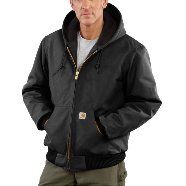 man wearing black insulated jacket with hood