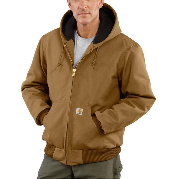 man wearing brown insulated jacket with hood