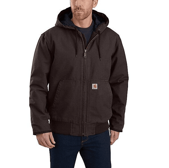 Carhartt Men’s Quilted-Flannel-Lined Sandstone Active Jacket - Dark Brown WORK AP.OUTERWEAR INSULATEDCARHARTT, INC.