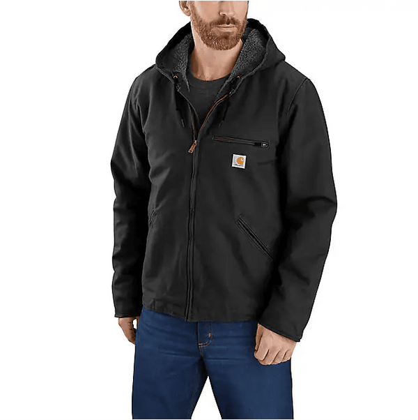 Carhartt Men’s - Relaxed Fit Washed Duck Sherpa Lined Jacket - Black