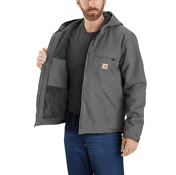 Carhartt Men's - Washed Duck Sherpa Lined Jacket - Gravel Grey WORK AP.OUTERWEAR INSULATEDCARHARTT, INC.