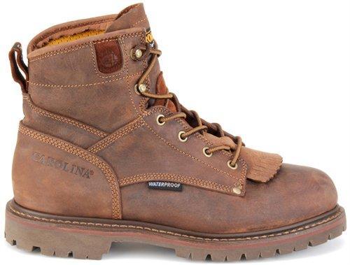 light brown distressed work boot with brown sole