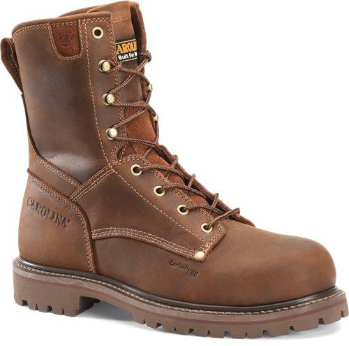 hightop brown work boot with gold eyelets 