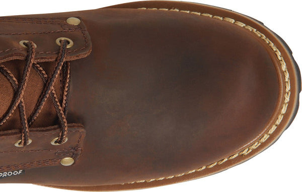 round toe on brown leather work boot
