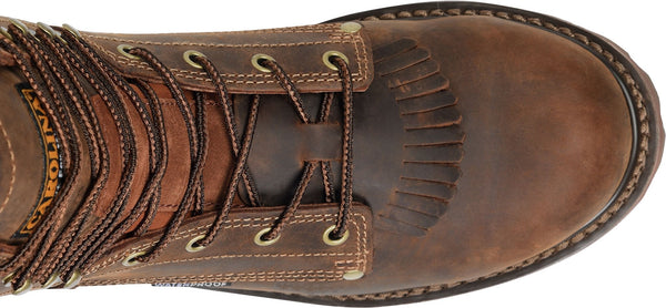 round toe on brown boot with tassels on tongue
