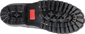 black sole with red logo on boot