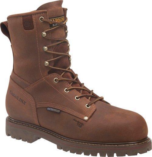 red-brown hightop boot with brown sole