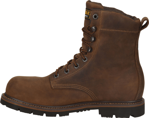 side view of hightop tan boot with dark brown sole