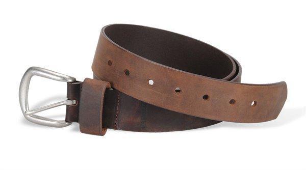 brown leather belt with silver buckle 