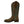 Load image into Gallery viewer, side view of tall dark brown cowgirl boot with turquoise stitching on shaft and dark brown vamp stamp

