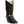 Load image into Gallery viewer, black cowgirl boot with silver chain hooked on leather belt with metal stars on it
