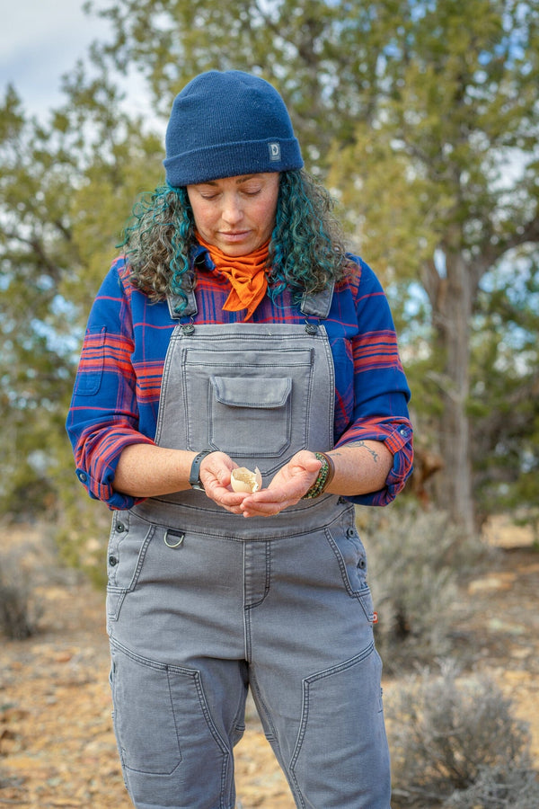 Dovetail Women's Freshley Drop Seat Overalls in Grey Thermal Denim WOMENSINSULATEDBIBSDOVETAIL WORKWEAR