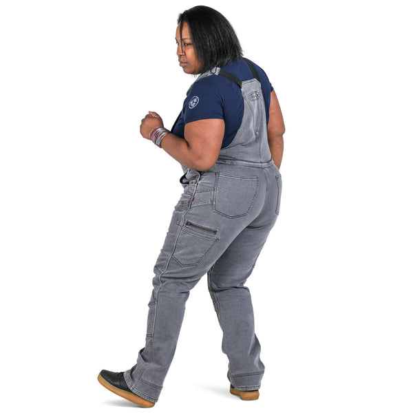 Dovetail Women's Freshley Drop Seat Overalls in Grey Thermal Denim WOMENSINSULATEDBIBSDOVETAIL WORKWEAR