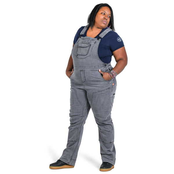 Dovetail Women's Freshley Drop Seat Overalls in Grey Thermal Denim WOMENSINSULATEDBIBSDOVETAIL WORKWEAR