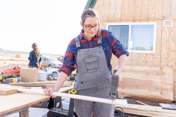 Dovetail Women's Freshley Drop Seat Overalls in Grey Thermal Denim WOMENSINSULATEDBIBSDOVETAIL WORKWEAR