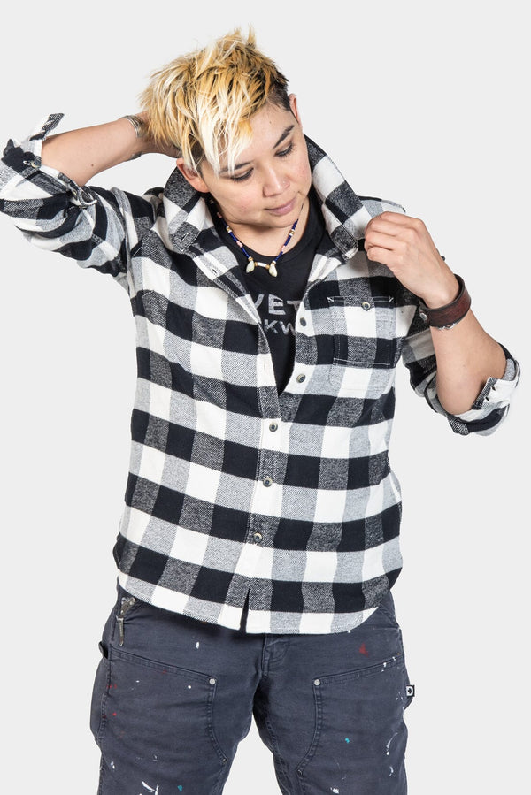 Dovetail Women's Givens Chunky Buffalo Flannel Work Shirt in Black White WOMENSWORK FLANNELDOVETAIL WORKWEAR