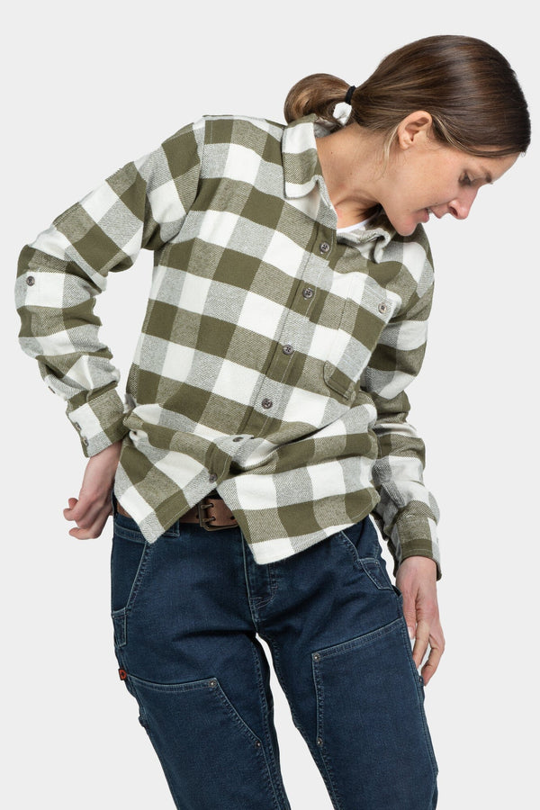 Dovetail Women's Givens Chunky Buffalo Flannel Work Shirt in Green and Cream WOMENSWORK FLANNELDOVETAIL WORKWEAR
