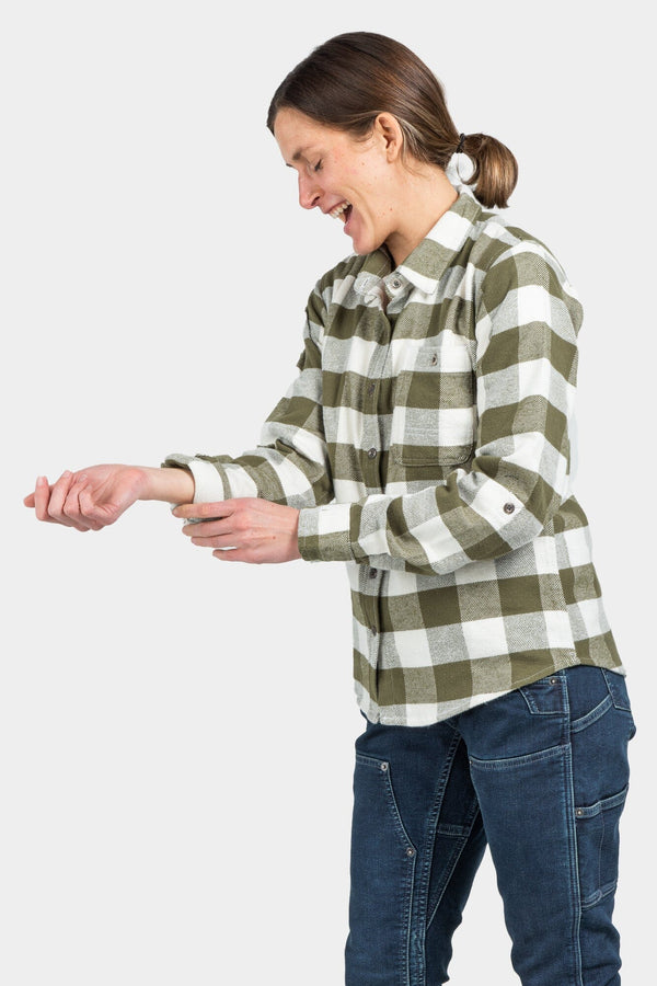Dovetail Women's Givens Chunky Buffalo Flannel Work Shirt in Green and Cream WOMENSWORK FLANNELDOVETAIL WORKWEAR