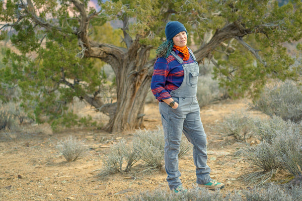 Dovetail Women's Givens Stretch Flannel Work Shirt in Navy and Orange WOMENSWORK FLANNELDOVETAIL WORKWEAR